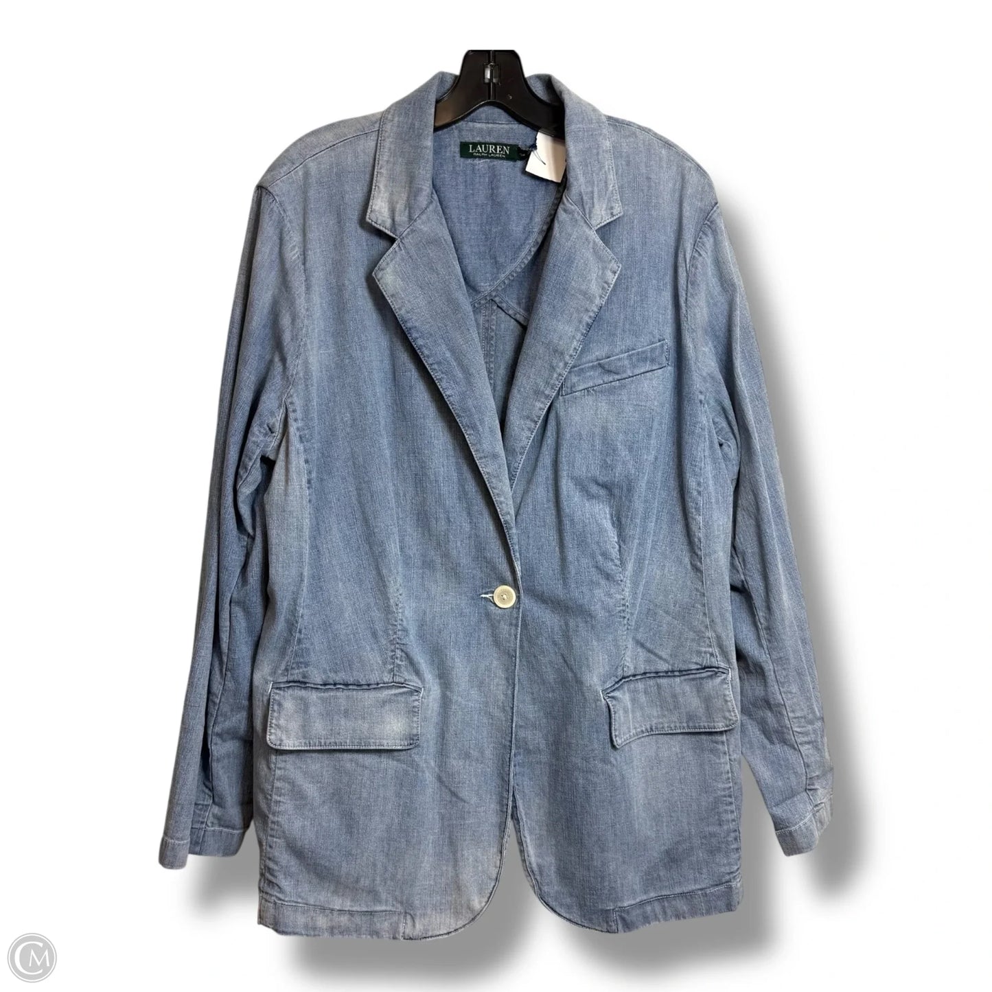 Blazer By Lauren By Ralph Lauren In Blue Denim, Size: 20