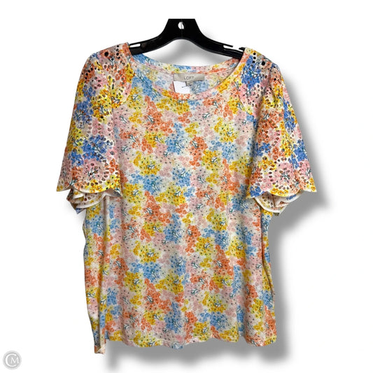 Top Short Sleeve By Loft In Multi-colored, Size: Xl