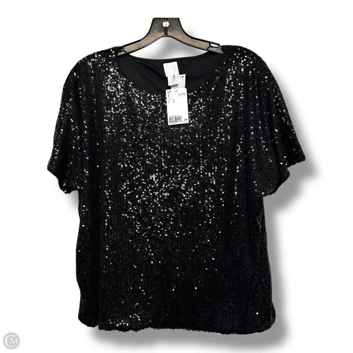 Top Short Sleeve By H&m In Black, Size: M