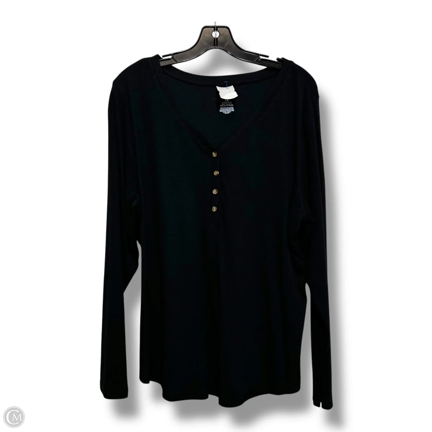 Top Long Sleeve Basic By Sonoma In Black, Size: 1x
