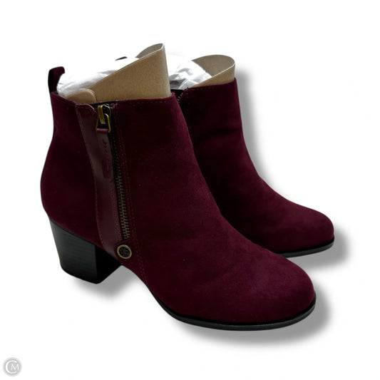 Boots Ankle Heels By Liz Claiborne In Maroon, Size: 7