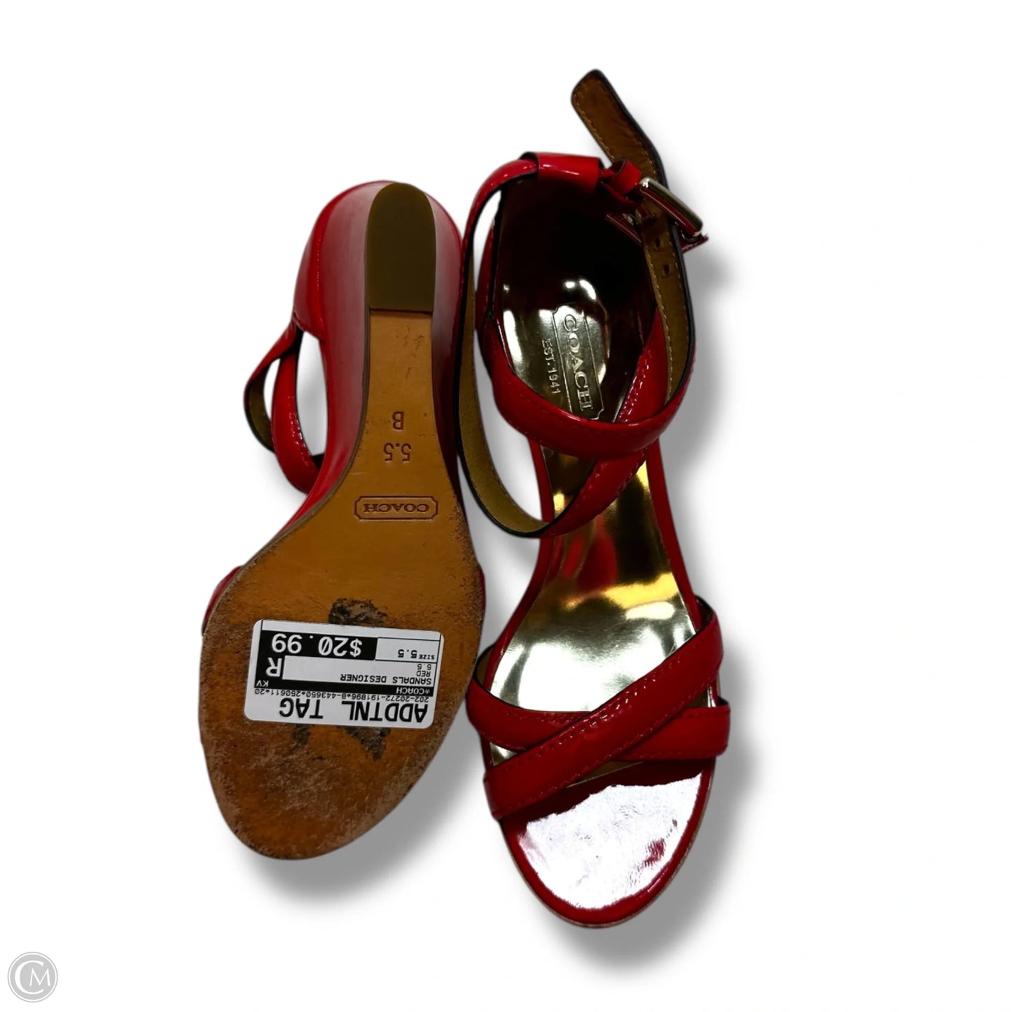 Sandals Designer By Coach In Red, Size: 5.5