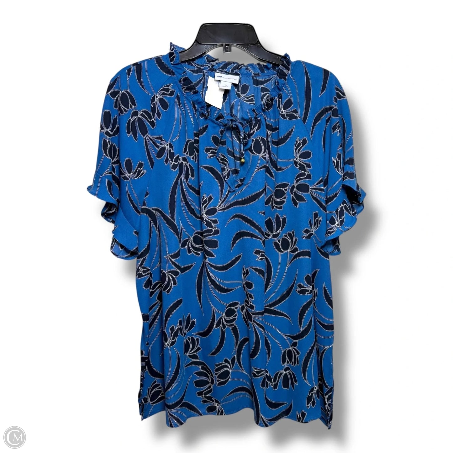 Top Short Sleeve By Liz Claiborne In Blue, Size: 1x