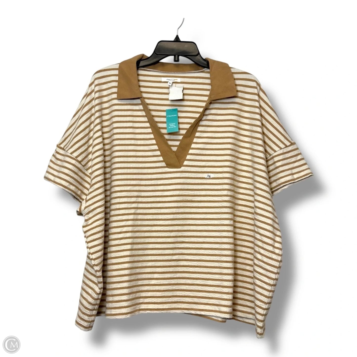 Top Short Sleeve By Maurices In Striped Pattern, Size: 3x