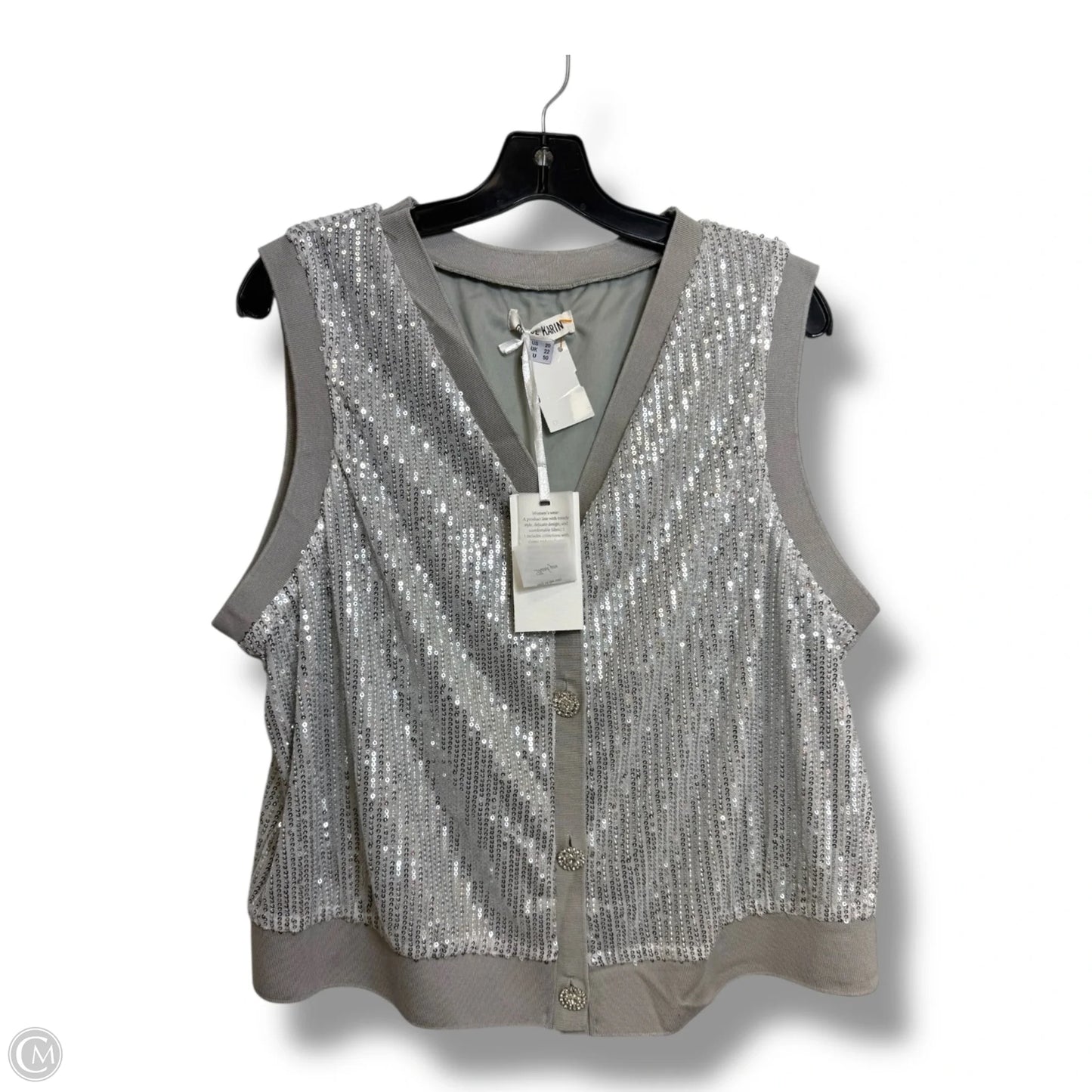 Top Sleeveless By Clothes Mentor In Silver, Size: Xl