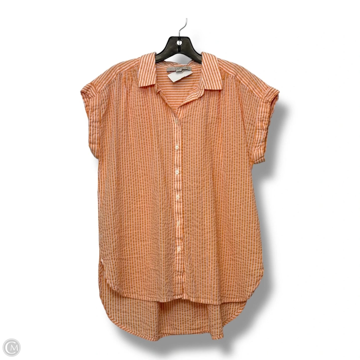 Top Short Sleeve By Loft In Striped Pattern, Size: M