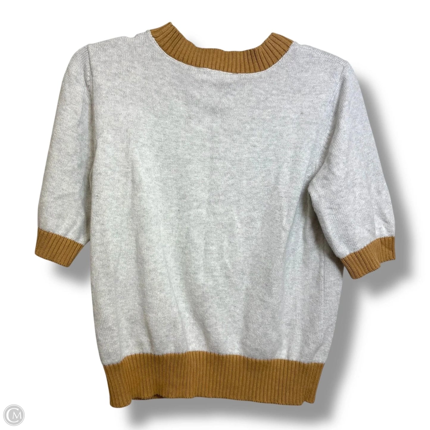 Sweater Short Sleeve By Loft In Tan, Size: L