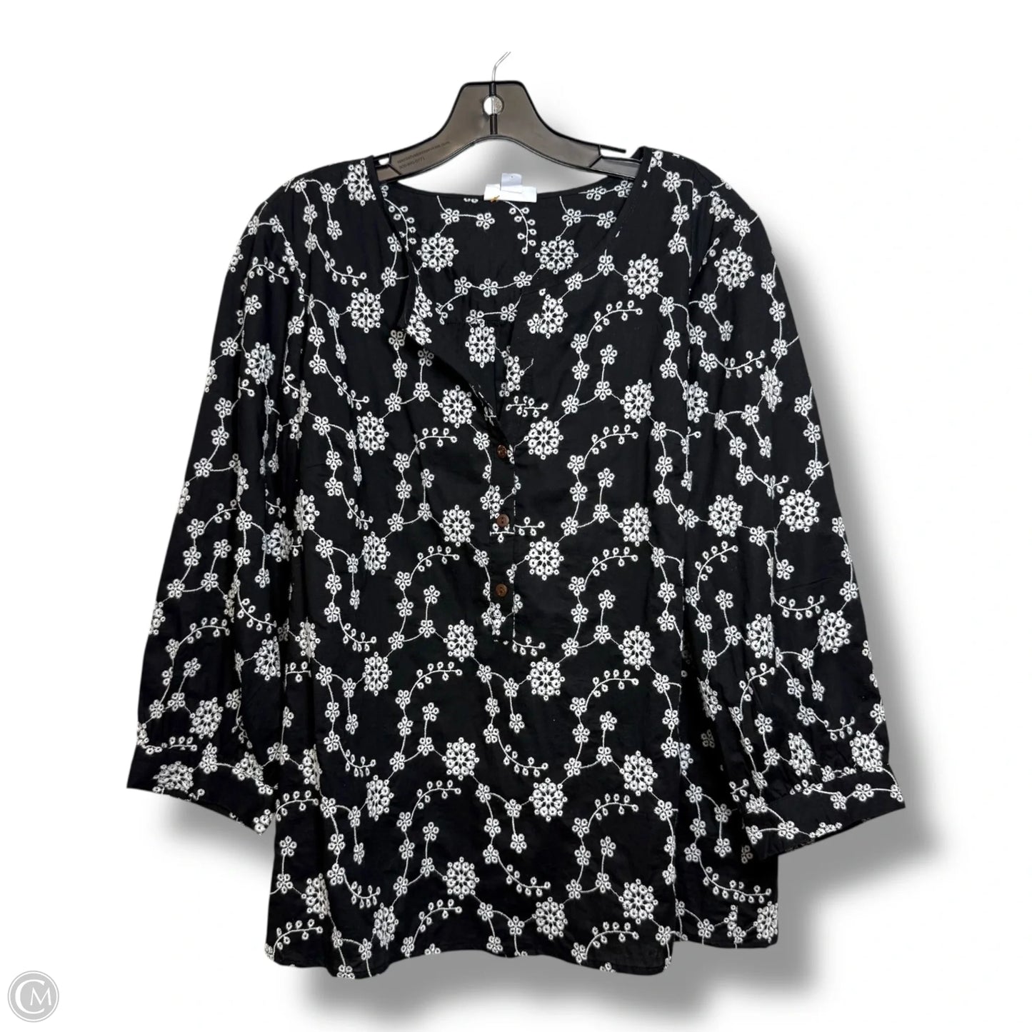 Top 3/4 Sleeve By J. Jill In Black, Size: L