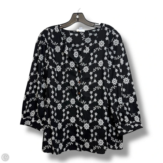 Top 3/4 Sleeve By J. Jill In Black, Size: L