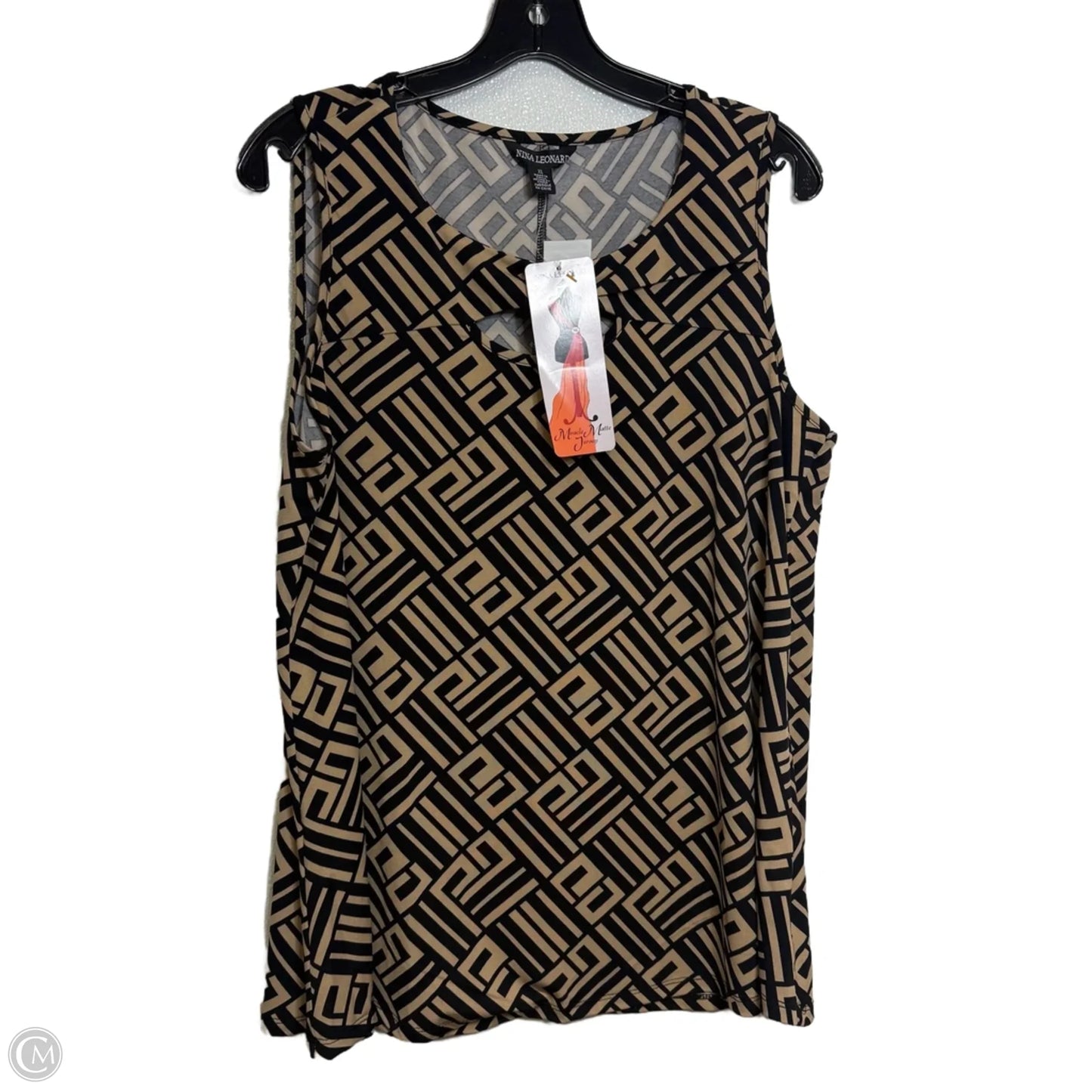 Top Sleeveless By Nina Leonard In Black, Size: Xl