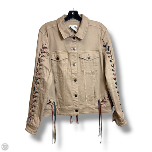 Jacket Denim By Peace Love World In Tan, Size: M