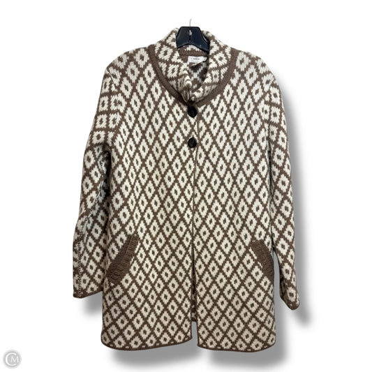 Wool Cardigan By ORIANA In Tan, Size: Xl