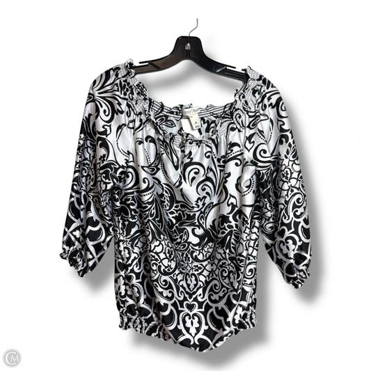 Top Short Sleeve By White House Black Market In Black & White, Size: M