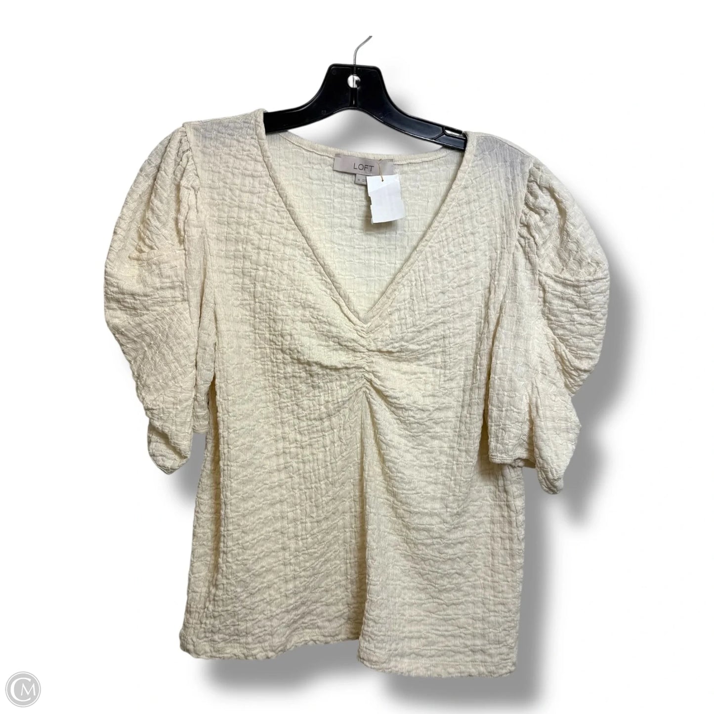 Top Short Sleeve By Loft In Ivory, Size: M