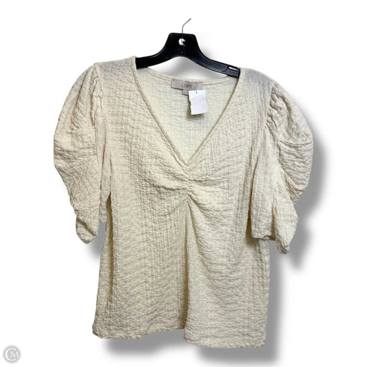 Top Short Sleeve By Loft In Ivory, Size: M