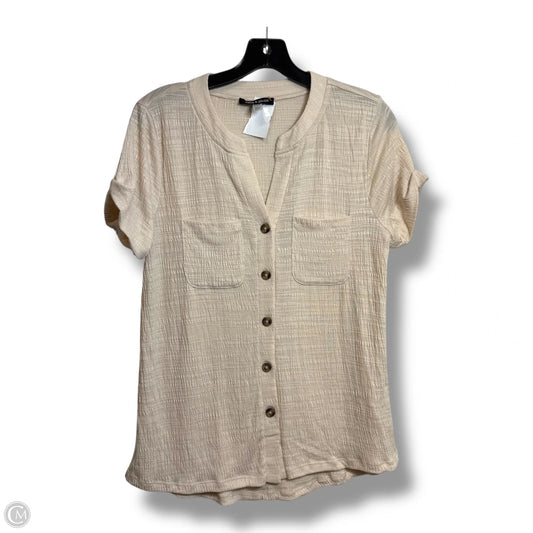Top Short Sleeve By Cable And Gauge In Beige, Size: M