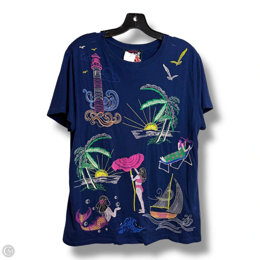 Top Short Sleeve By Johnny Was In Navy, Size: M