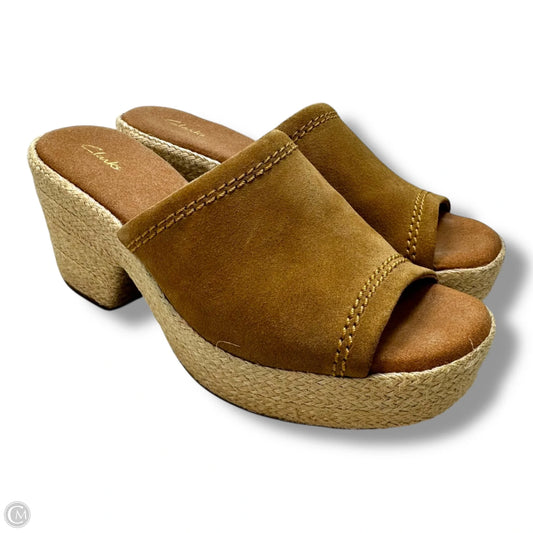 Sandals Heels Block By Clarks In Tan, Size: 7.5
