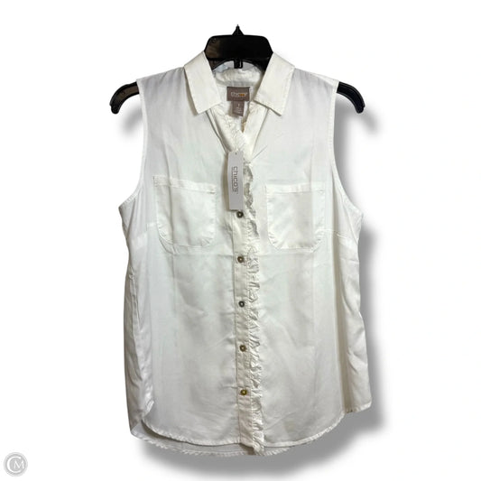 Top Sleeveless By Chicos In White, Size: M