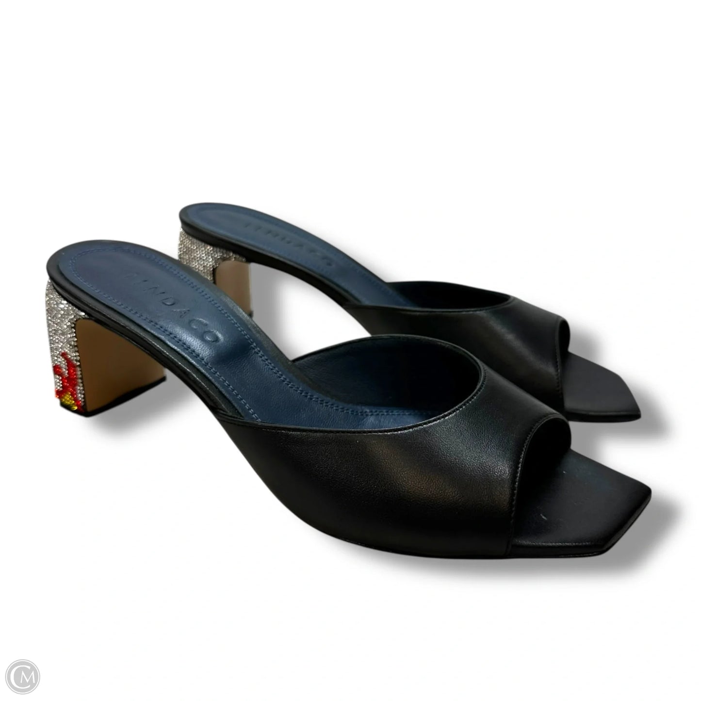 Crystal flames Shoes Heels Block By iindaco In Black, Size:38