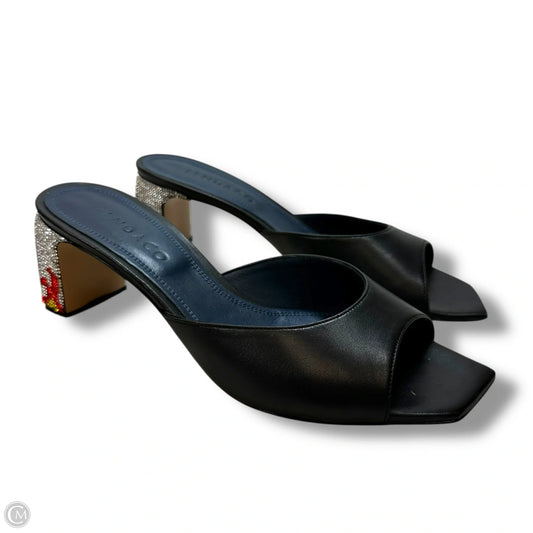 Crystal flames Shoes Heels Block By iindaco In Black, Size:38
