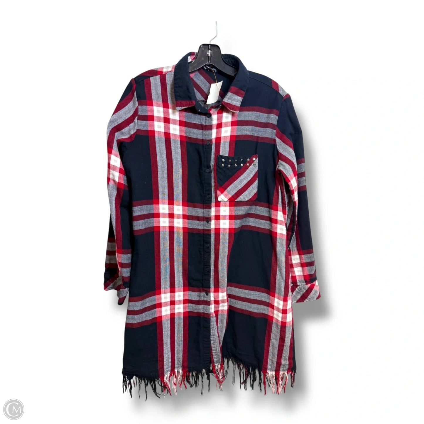 Tunic Long Sleeve By Zara In Plaid Pattern, Size: L