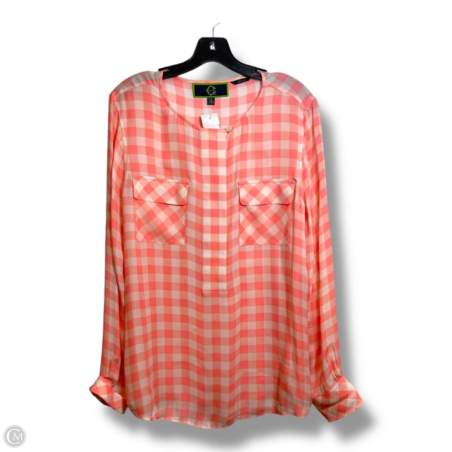 Top Long Sleeve By C Wonder In Checkered Pattern, Size: Xl