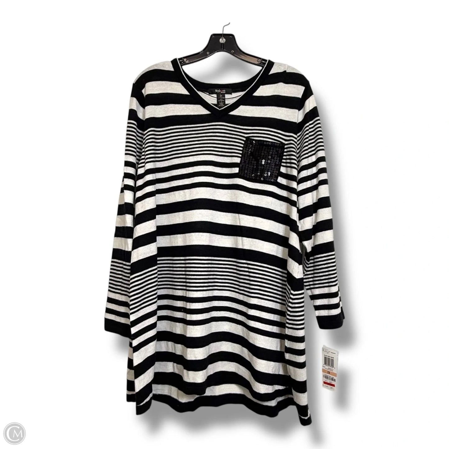 Top Long Sleeve By Style And Company In Striped Pattern, Size: 2x