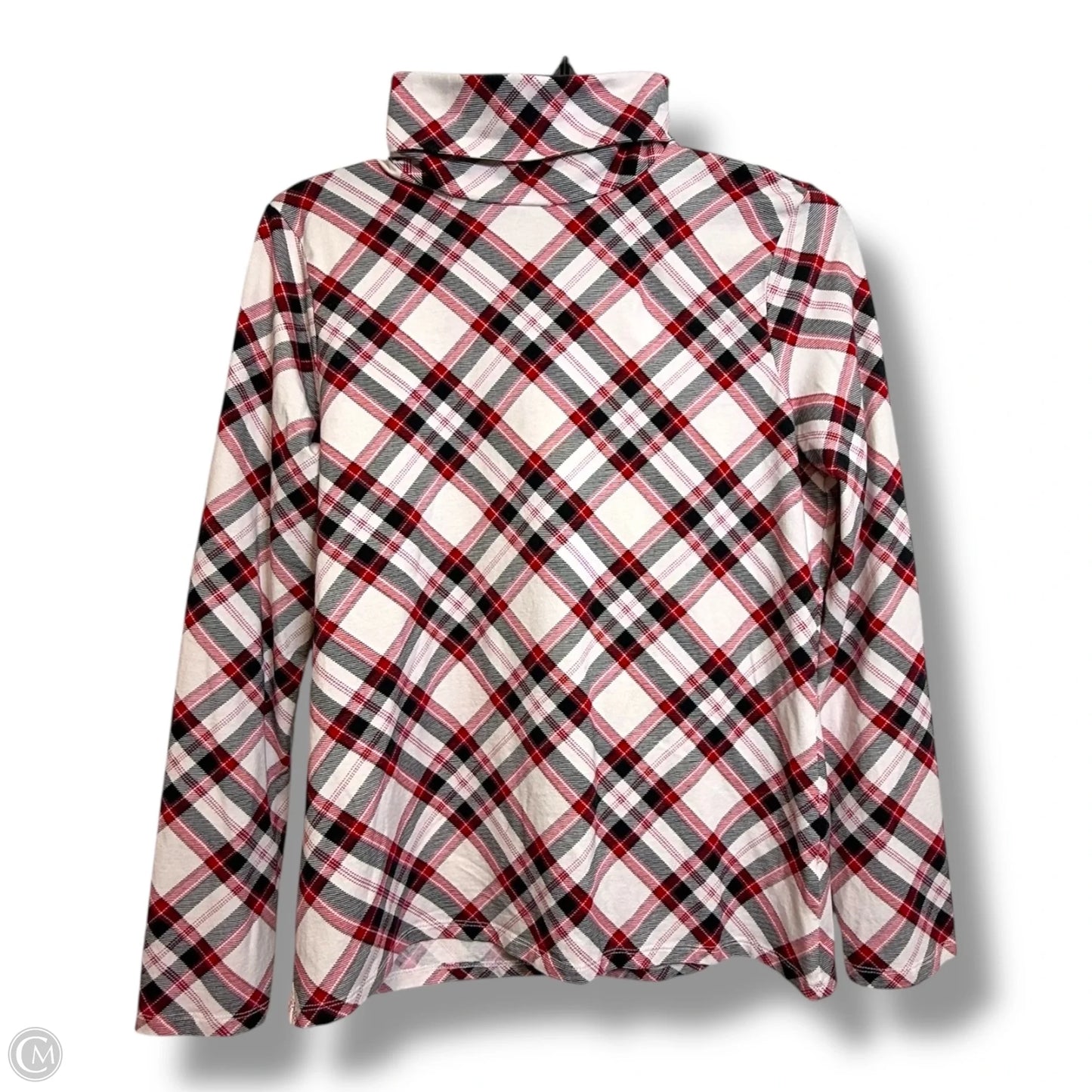 Top Long Sleeve Basic By Talbots In Plaid Pattern, Size: M