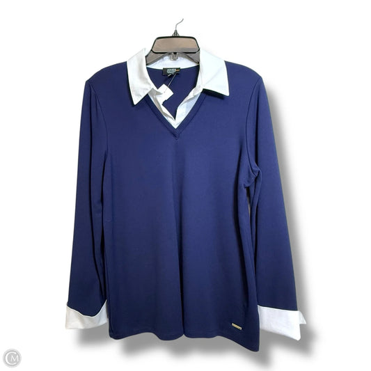 Top Long Sleeve By Jones New York In Navy, Size: L