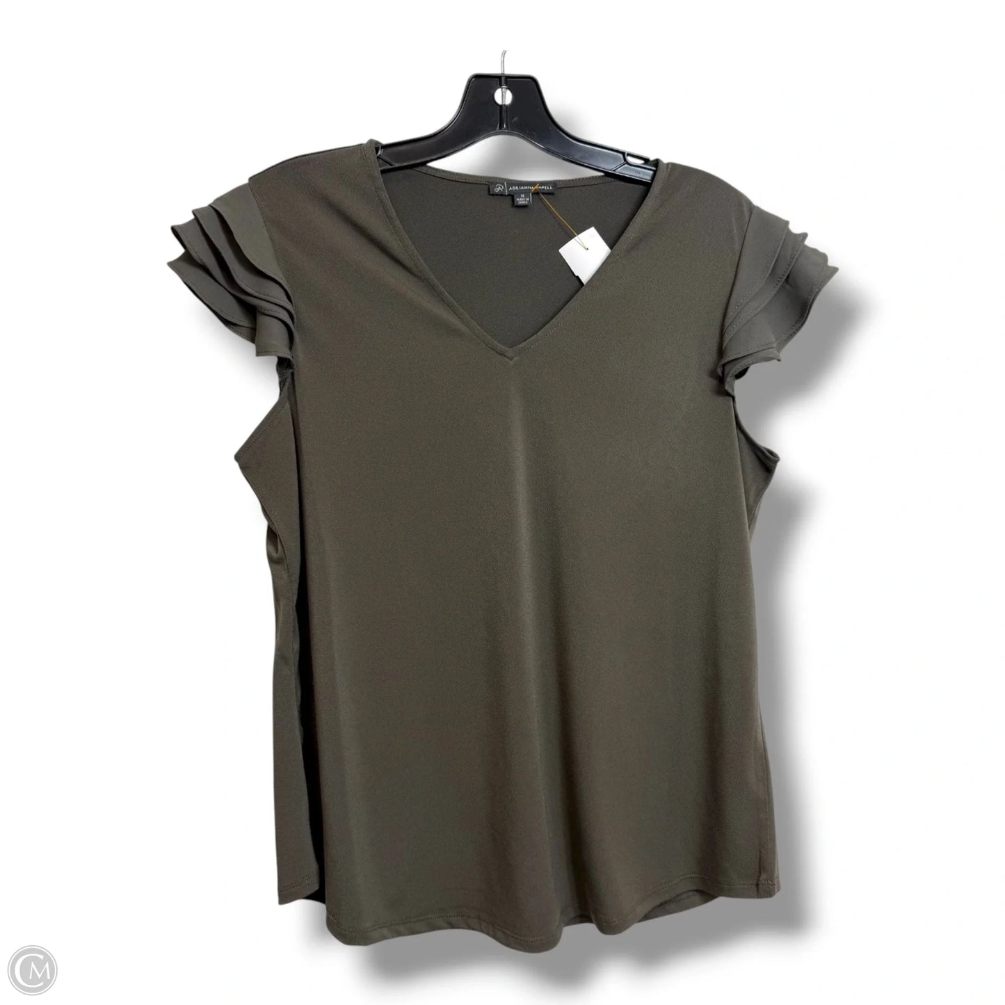 Top Short Sleeve By Adrianna Papell In Grey, Size: M