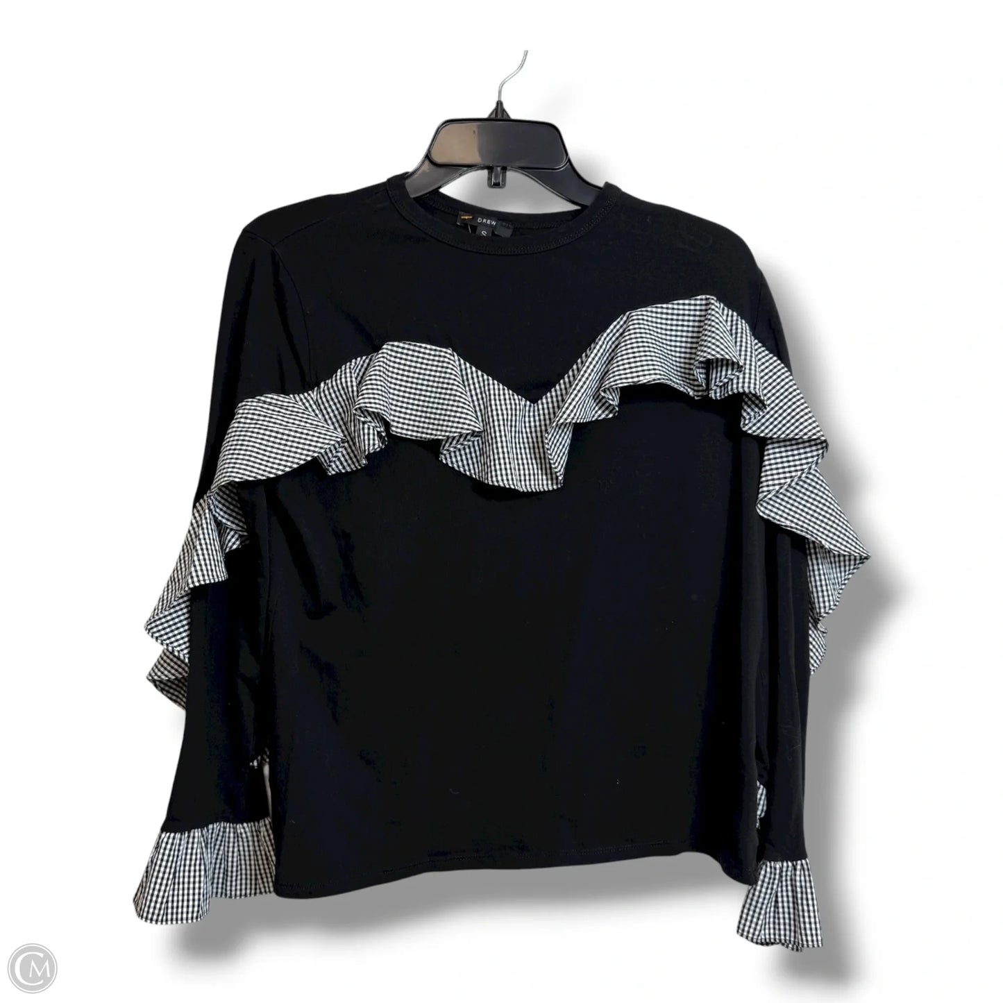 Top Long Sleeve By Drew In Black, Size: S