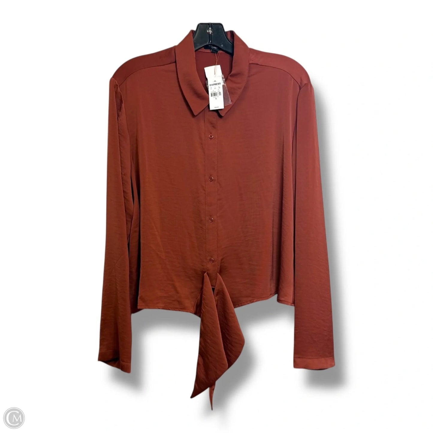 Top Long Sleeve By Express In Bronze, Size: Xl