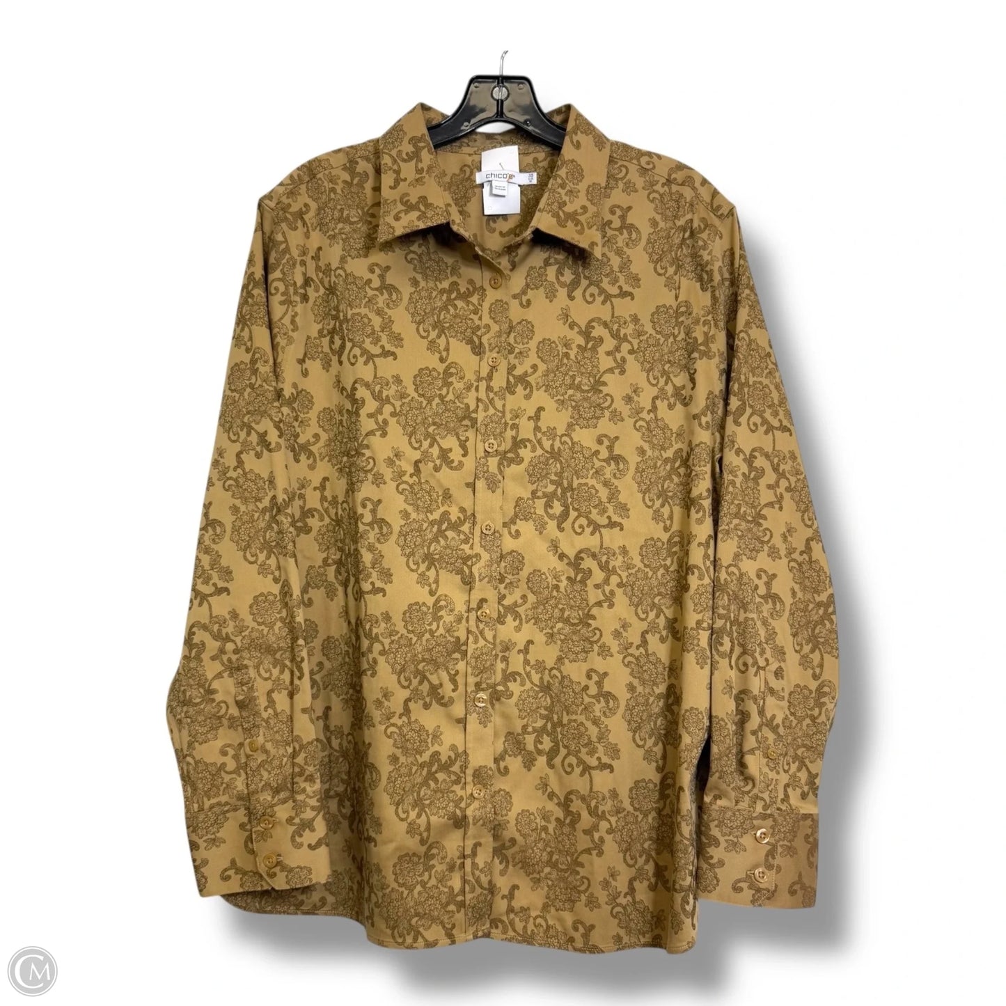 Top Long Sleeve By Chicos In Tan, Size: Xxl