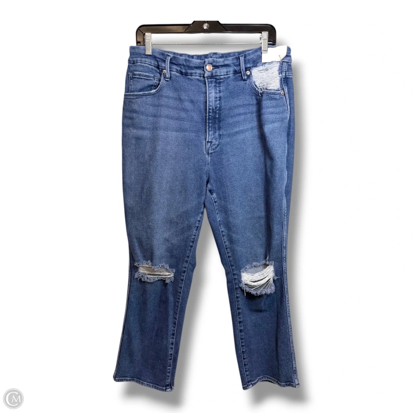 Jeans Cropped By Good American In Blue Denim, Size: 16