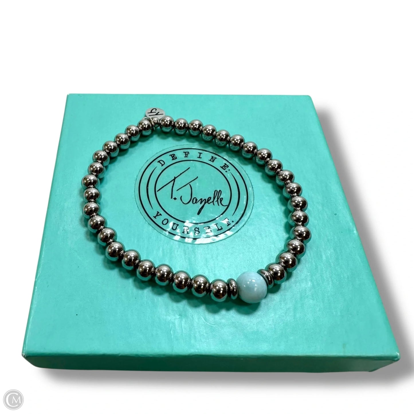 The Cape Bracelet - Silver Steel with Blue Aquamarine Ball By T.Jazelle