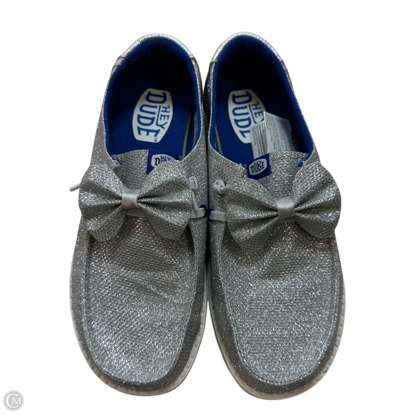 Shoes Flats By Hey Dude In Silver, Size: 7