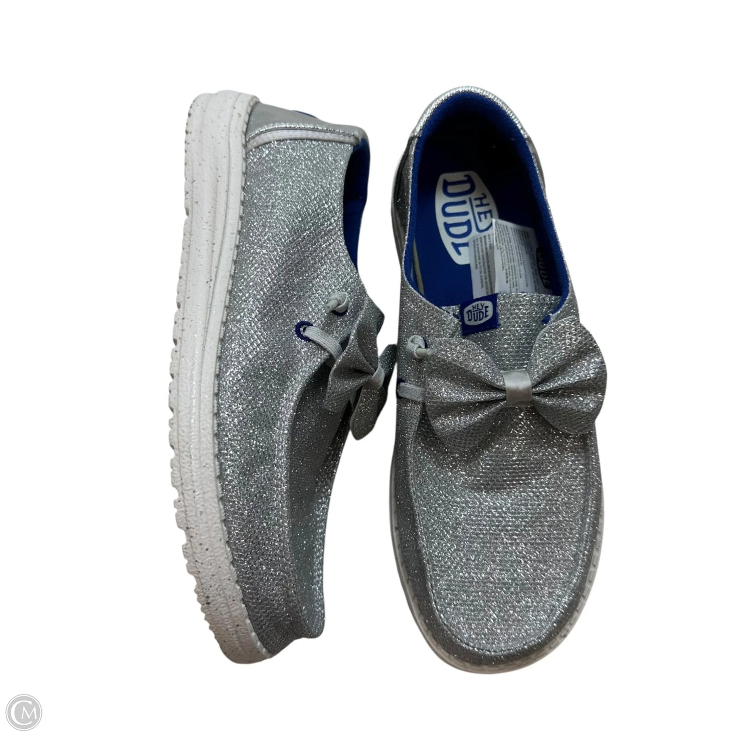 Shoes Flats By Hey Dude In Silver, Size: 7