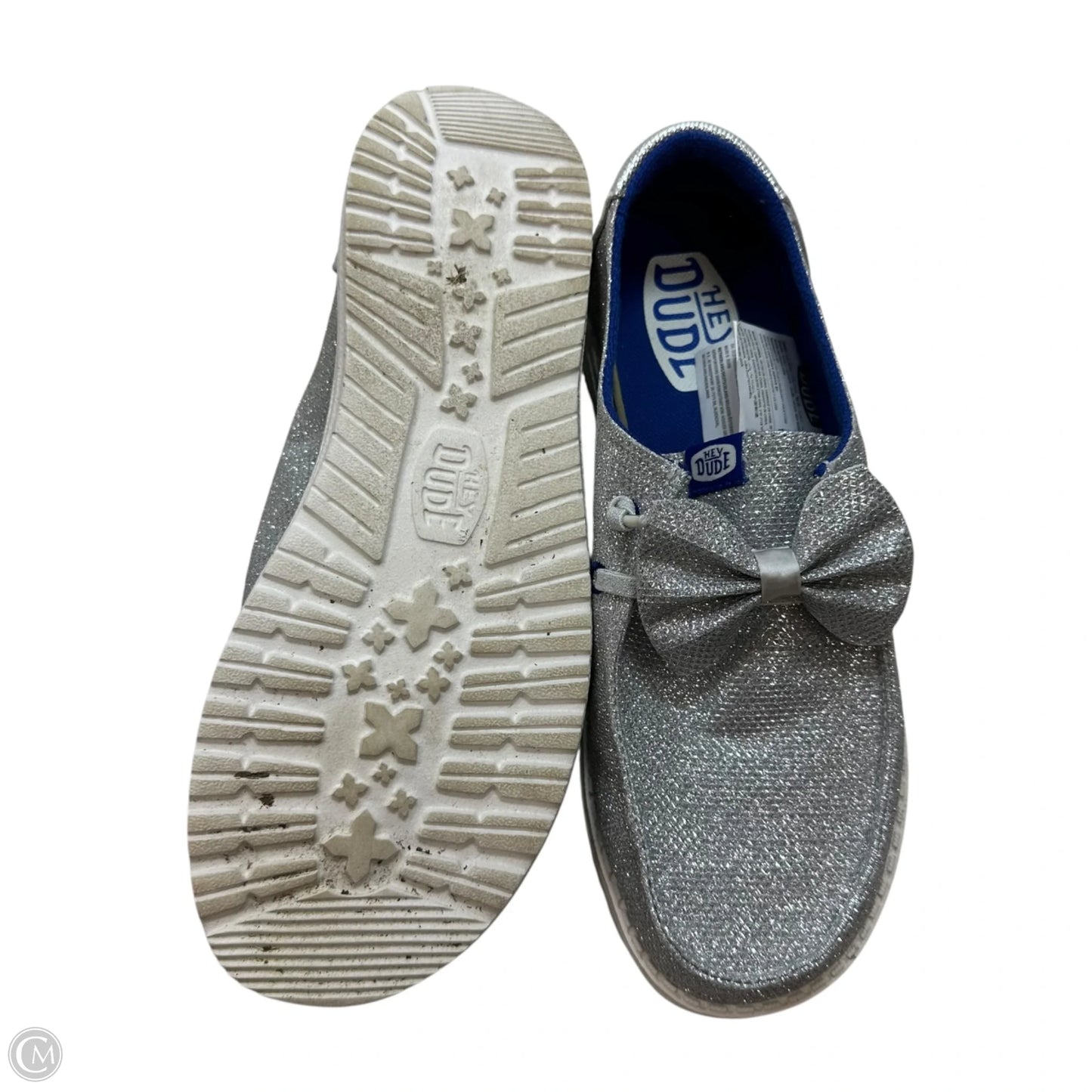 Shoes Flats By Hey Dude In Silver, Size: 7