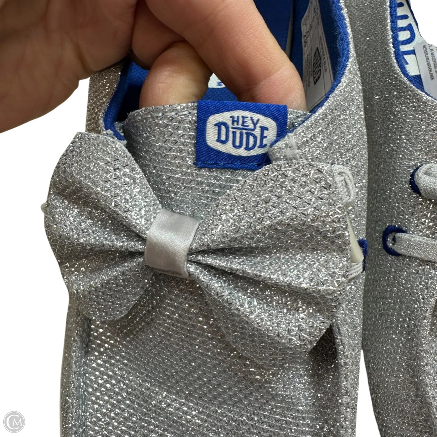 Shoes Flats By Hey Dude In Silver, Size: 7