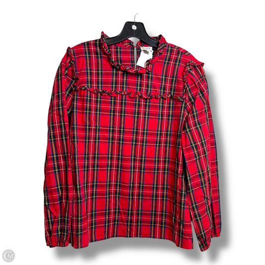 Top Long Sleeve By J. Crew In Plaid Pattern, Size: L