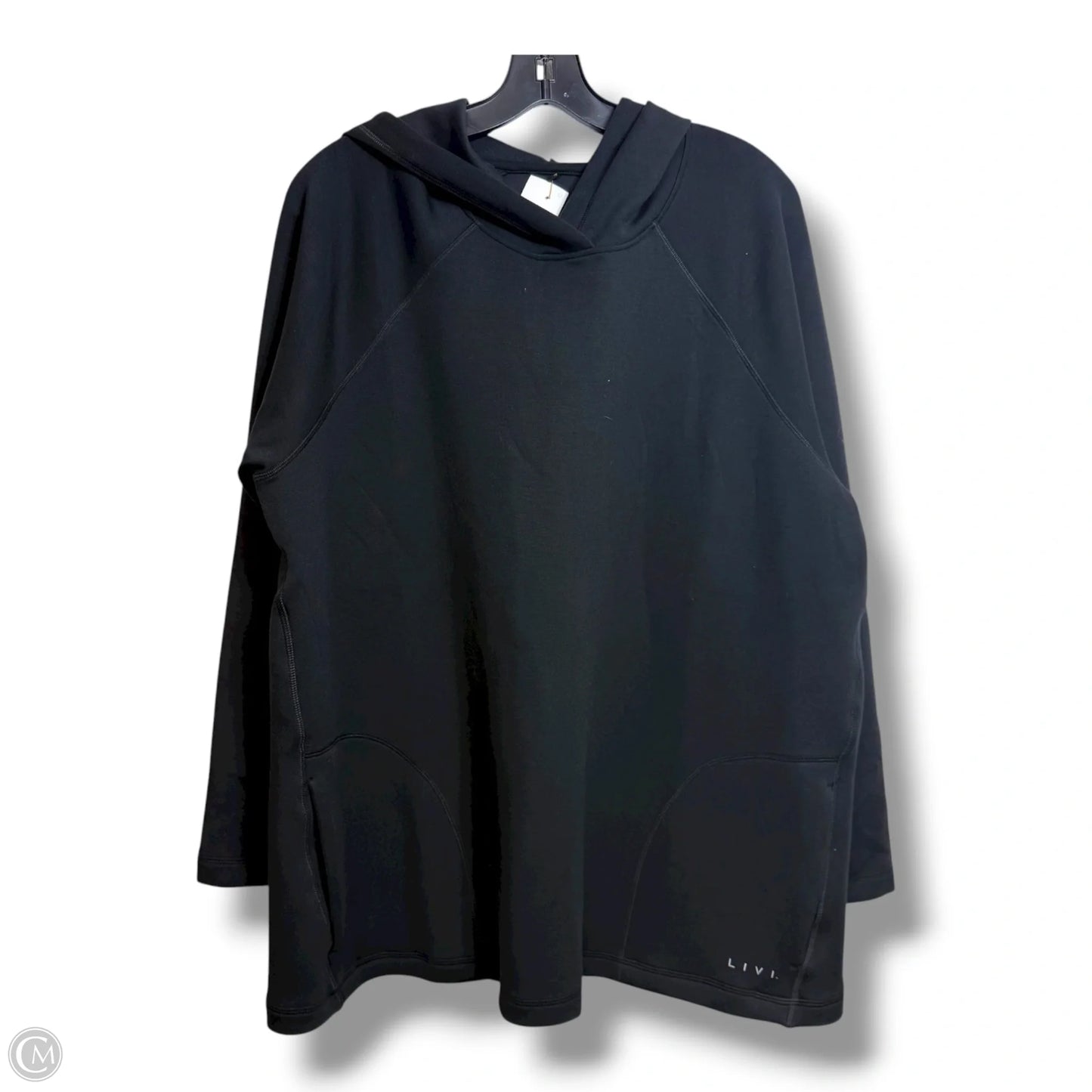 Top Long Sleeve By Livi Active In Black, Size: 1x