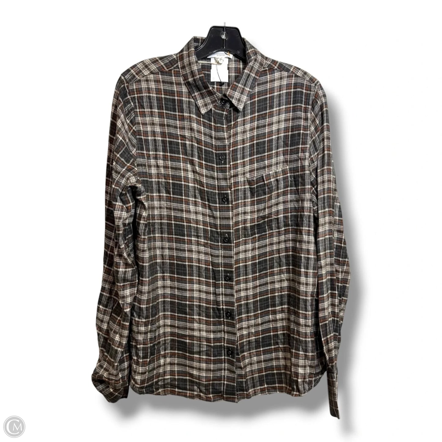 Top Long Sleeve By Beachlunchlounge In Plaid Pattern, Size: M