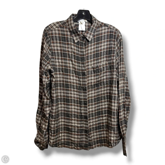 Top Long Sleeve By Beachlunchlounge In Plaid Pattern, Size: M
