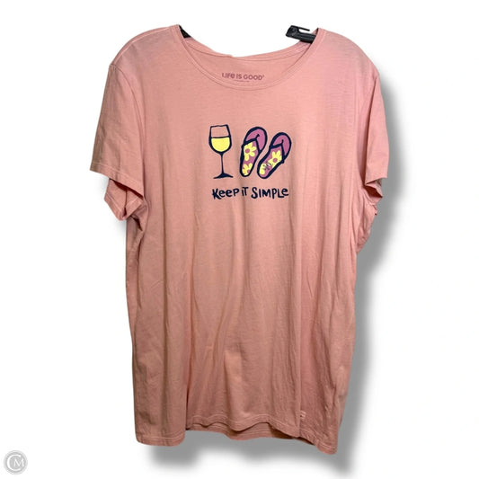 Top Short Sleeve By Life Is Good In Mauve, Size: Xl