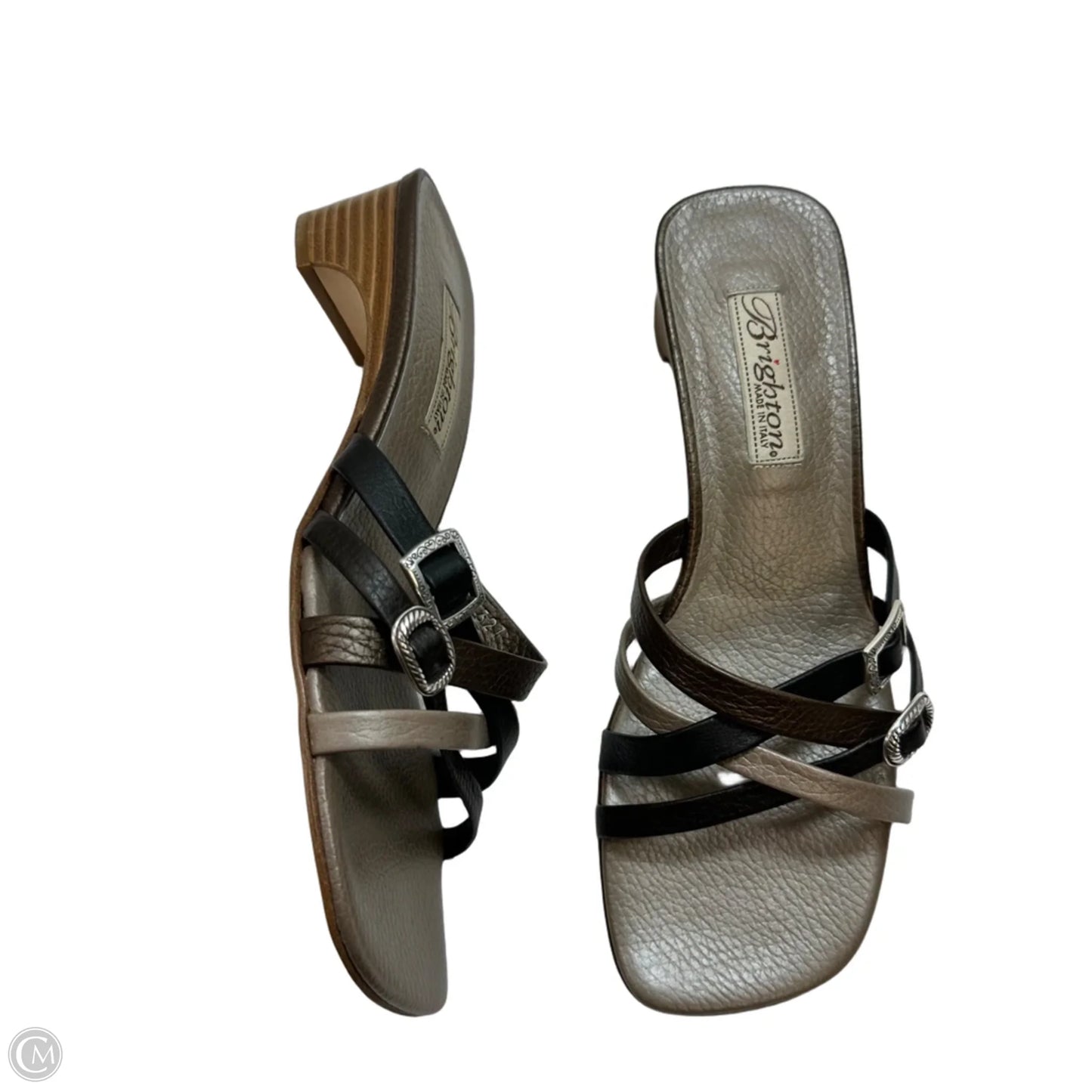 Sandals Heels Kitten By Brighton In Bronze, Size: 7.5