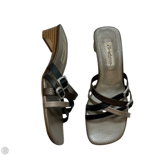 Sandals Heels Kitten By Brighton In Bronze, Size: 7.5
