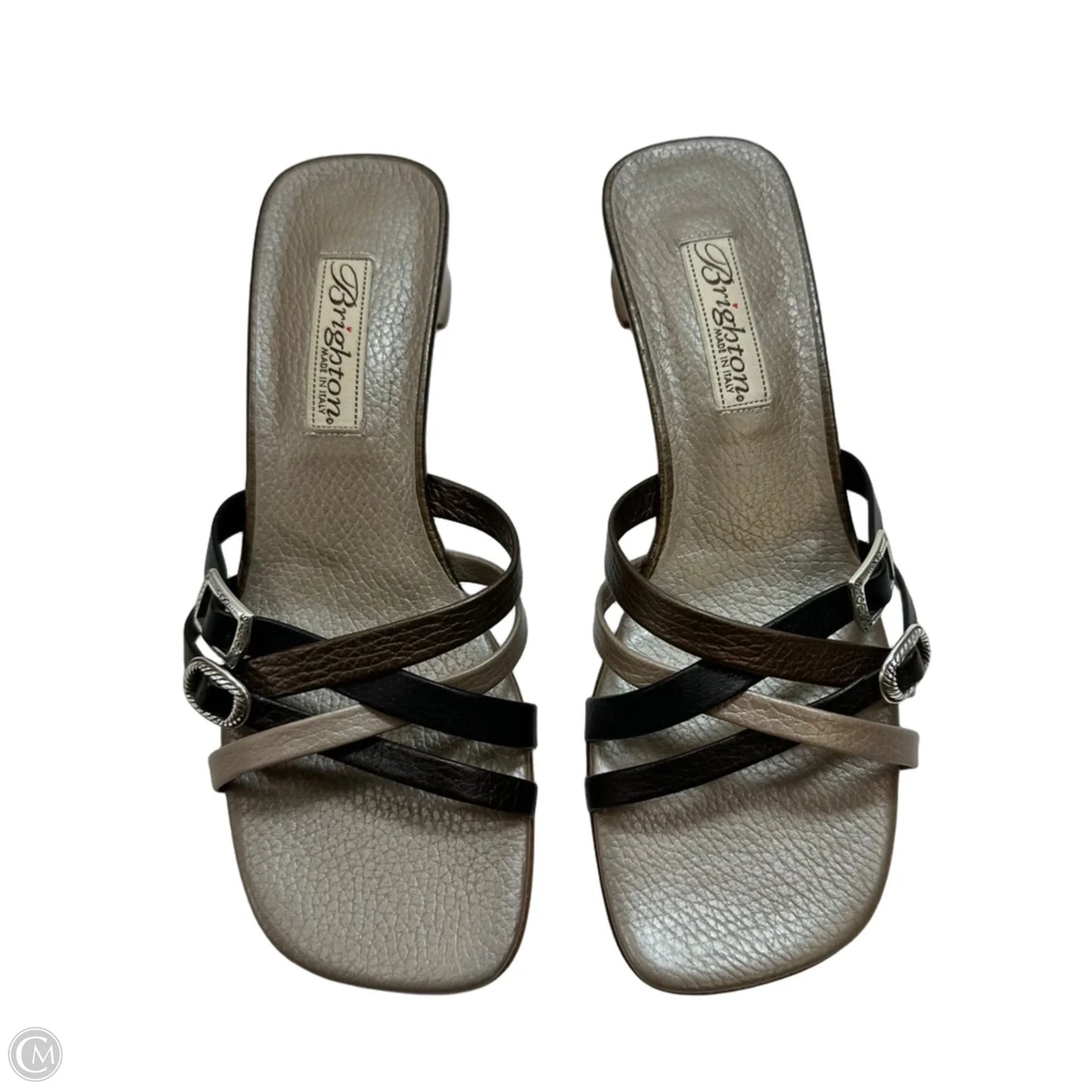 Sandals Heels Kitten By Brighton In Bronze, Size: 7.5