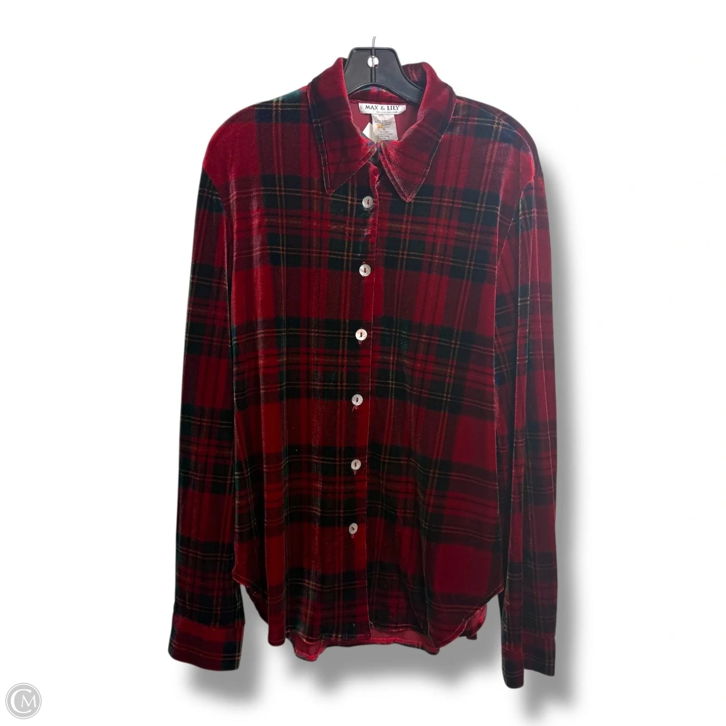 Top Long Sleeve By Clothes Mentor In Plaid Pattern, Size: M