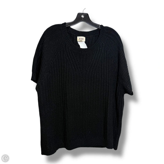 Sweater Short Sleeve By Bibi In Black, Size: Xl